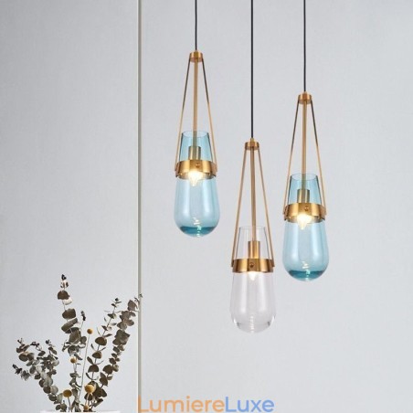 Suspension en verre goutte d'eau, petit plafonnier moderne et minimaliste en fer forgé Suspension en verre goutte d'eau, petit plafonnier moderne et minimaliste en fer forgé