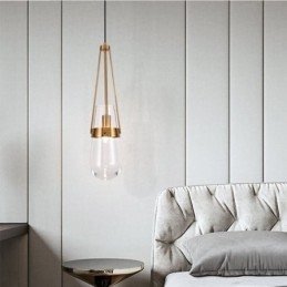 Suspension en verre goutte d'eau, petit plafonnier moderne et minimaliste en fer forgé
