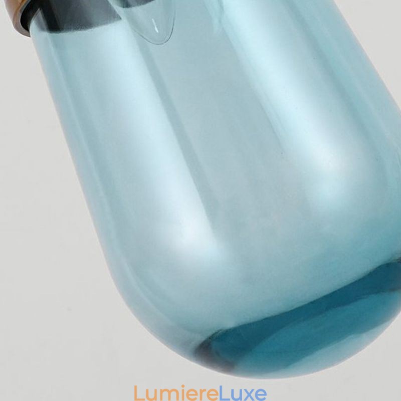 Suspension en verre goutte d'eau, petit plafonnier moderne et minimaliste en fer forgé