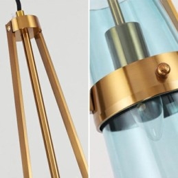 Suspension en verre goutte d'eau, petit plafonnier moderne et minimaliste en fer forgé