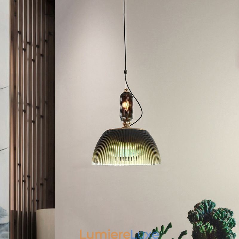 Suspension en verre à jupe plissée, petit plafonnier moderne et minimaliste en fer forgé