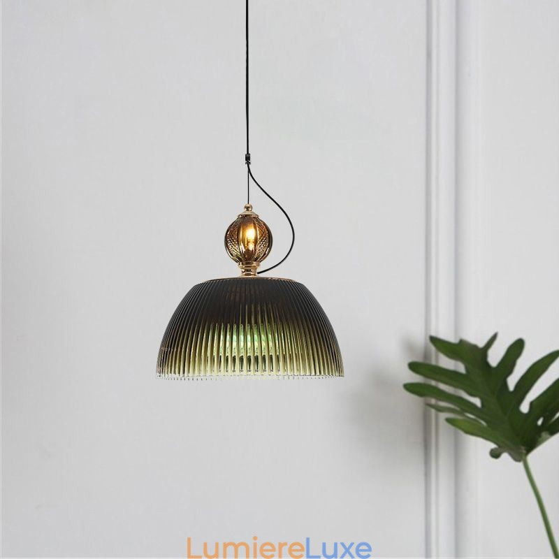 Suspension en verre à jupe plissée, petit plafonnier moderne et minimaliste en fer forgé