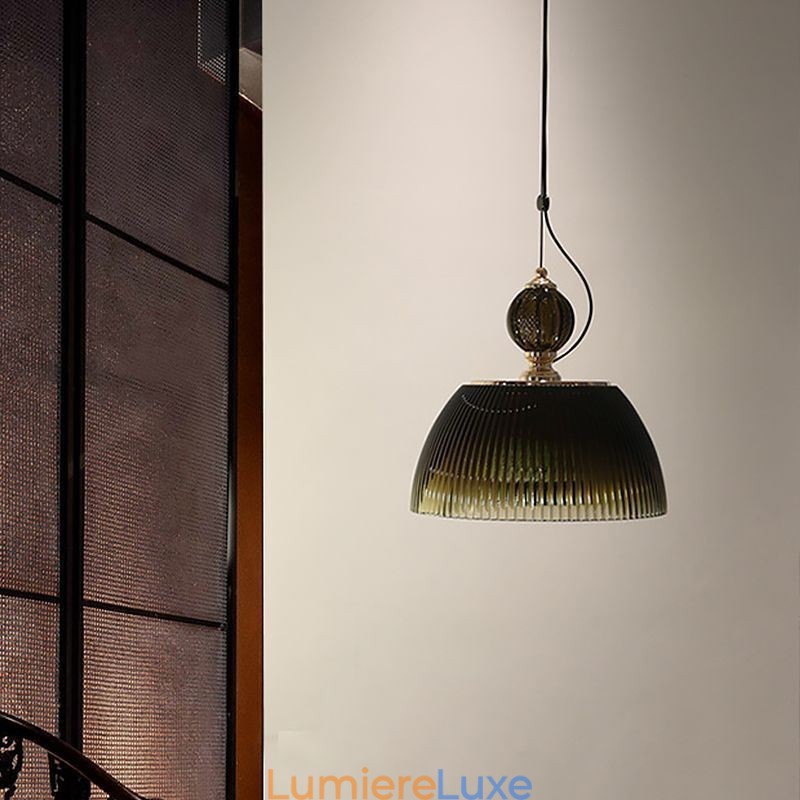 Suspension en verre à jupe plissée, petit plafonnier moderne et minimaliste en fer forgé