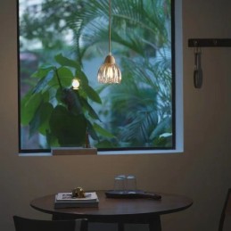 Suspension en verre de style pastoral rétro, plafonnier décoratif en bois d'hévéa