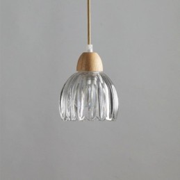 Suspension en verre de style pastoral rétro, plafonnier décoratif en bois d'hévéa