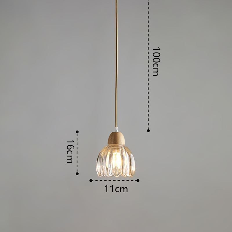 Suspension en verre de style pastoral rétro, plafonnier décoratif en bois d'hévéa