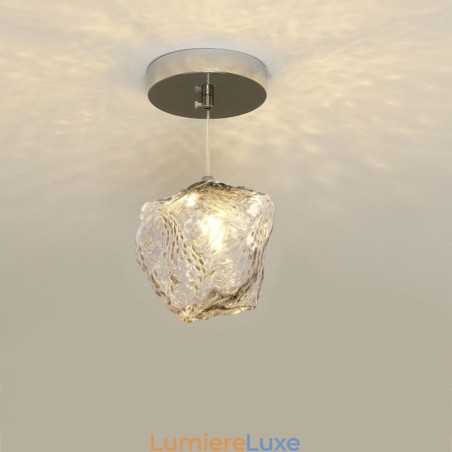 Suspension en verre, lampe décorative rétro, abat-jour en forme de glaçon Suspension en verre, lampe décorative rétro, abat-jour en forme de glaçon