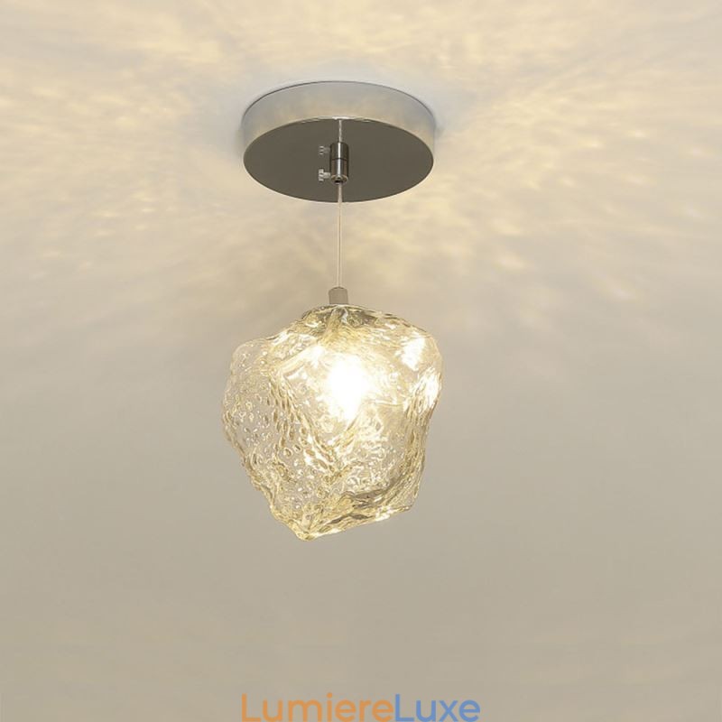 Suspension en verre, lampe décorative rétro, abat-jour en forme de glaçon