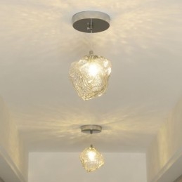 Suspension en verre, lampe décorative rétro, abat-jour en forme de glaçon