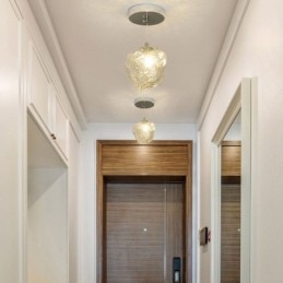 Suspension en verre, lampe décorative rétro, abat-jour en forme de glaçon