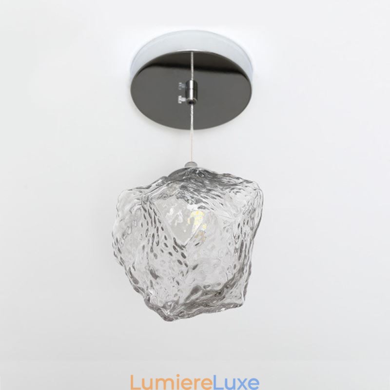 Suspension en verre, lampe décorative rétro, abat-jour en forme de glaçon