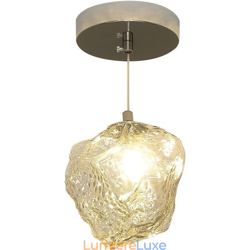 Suspension en verre, lampe décorative rétro, abat-jour en forme de glaçon