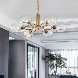 Suspension en verre, plafonnier moderne minimaliste en fer forgé