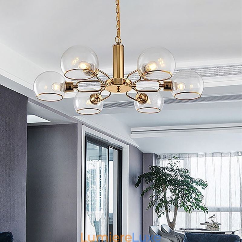 Suspension en verre, plafonnier moderne minimaliste en fer forgé