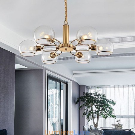 Suspension en verre, plafonnier moderne minimaliste en fer forgé Suspension en verre, plafonnier moderne minimaliste en fer forgé