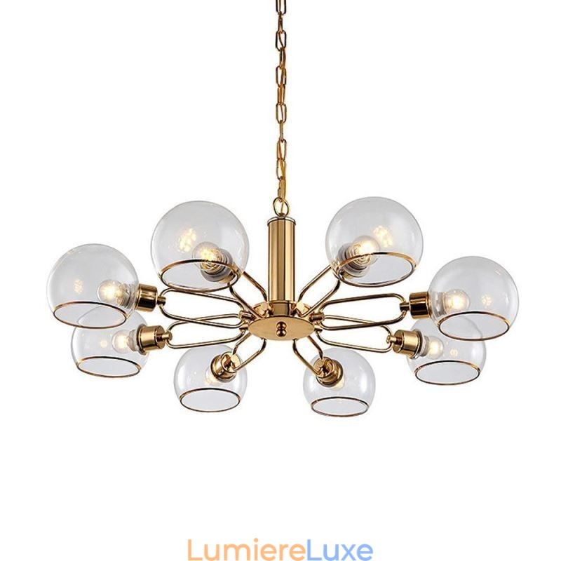Suspension en verre, plafonnier moderne minimaliste en fer forgé