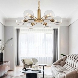 Suspension en verre, plafonnier moderne minimaliste en fer forgé