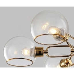 Suspension en verre, plafonnier moderne minimaliste en fer forgé