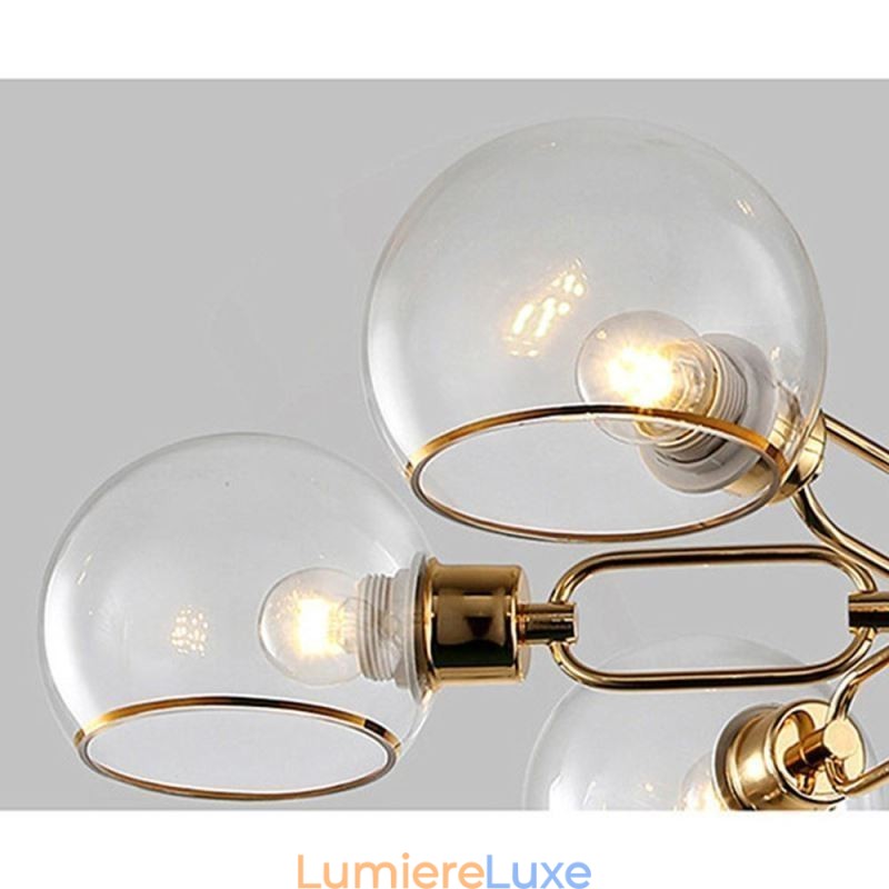 Suspension en verre, plafonnier moderne minimaliste en fer forgé