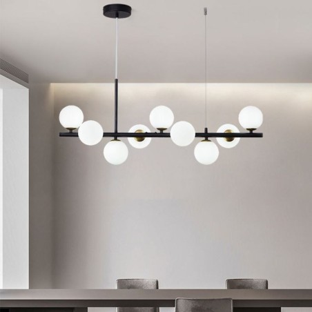 Suspension moderne et simple en fer forgé et verre, style haricot magique moléculaire Suspension moderne et simple en fer forgé et verre, style haricot magique moléculaire