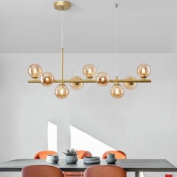 Suspension moderne et simple en fer forgé et verre, style haricot magique moléculaire