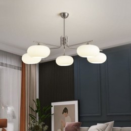 Suspension nordique en verre et plafonnier créatif en fer forgé