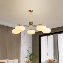 Suspension nordique en verre et plafonnier créatif en fer forgé