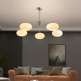 Suspension nordique en verre et plafonnier créatif en fer forgé