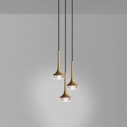 Suspension moderne en verre et plafonnier en fer forgé