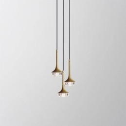 Suspension moderne en verre et plafonnier en fer forgé