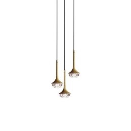 Suspension moderne en verre et plafonnier en fer forgé