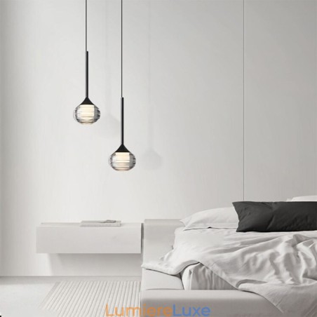 Suspension simple en verre, plafonnier décoratif noir Suspension simple en verre, plafonnier décoratif noir