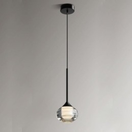 Suspension simple en verre, plafonnier décoratif noir
