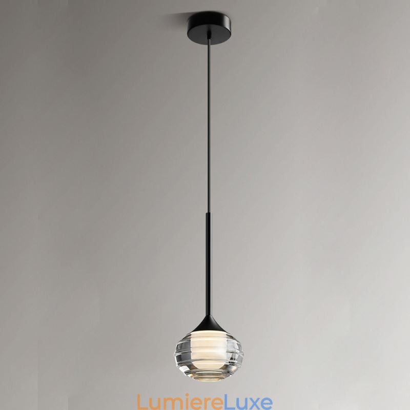 Suspension simple en verre, plafonnier décoratif noir