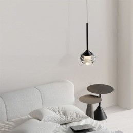 Suspension simple en verre, plafonnier décoratif noir