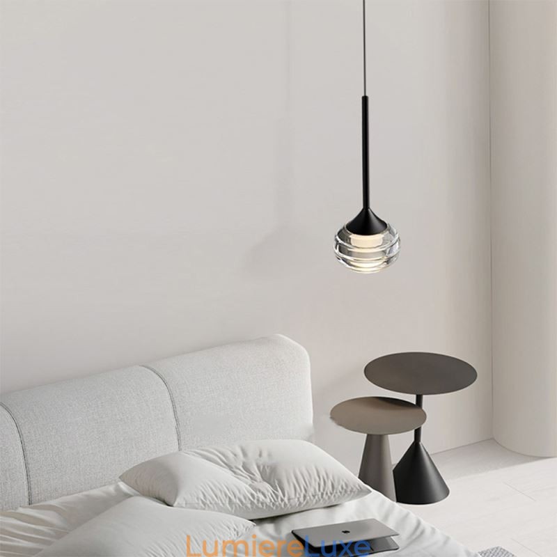 Suspension simple en verre, plafonnier décoratif noir
