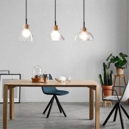 Lampe suspendue moderne et simple en verre perméable à l'eau, 3 plafonniers, lampe de chevet