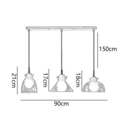 Lampe suspendue moderne et simple en verre perméable à l'eau, 3 plafonniers, lampe de chevet