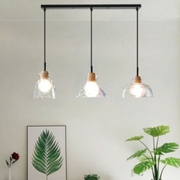 Lampe suspendue moderne et simple en verre perméable à l'eau, 3 plafonniers, lampe de chevet