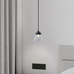 Suspension moderne en verre avec abat-jour en verre transparent