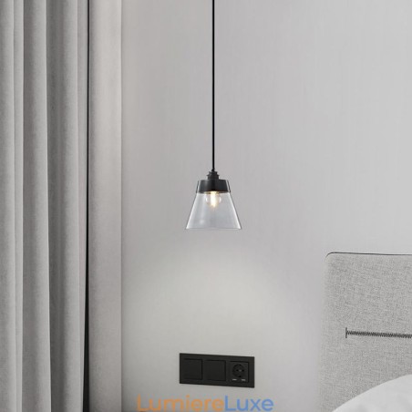 Suspension moderne en verre avec abat-jour en verre transparent Suspension moderne en verre avec abat-jour en verre transparent
