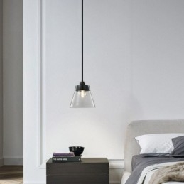 Suspension moderne en verre avec abat-jour en verre transparent