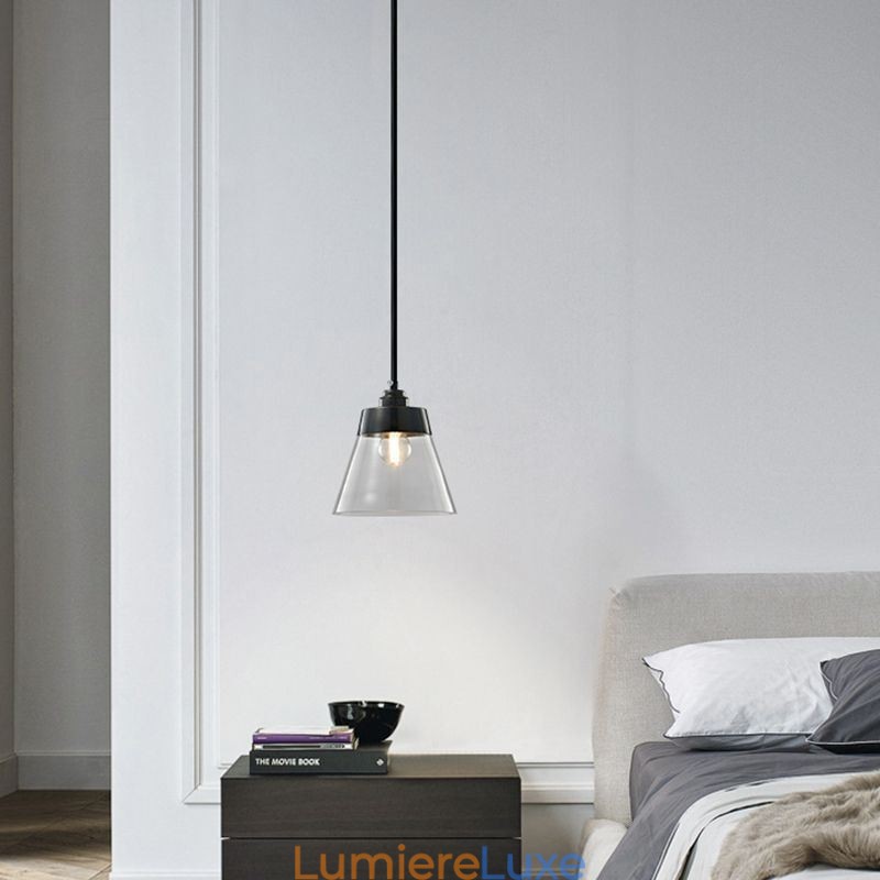 Suspension moderne en verre avec abat-jour en verre transparent