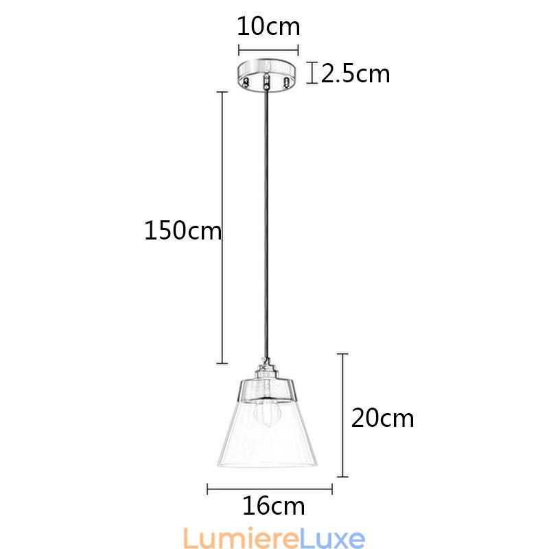 Suspension moderne en verre avec abat-jour en verre transparent