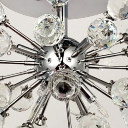Lustre moderne contemporain en cristal de style mini en métal chromé à montage encastré