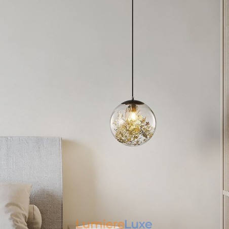 Suspension boule de verre feuilles éclairage de Noël suspendu