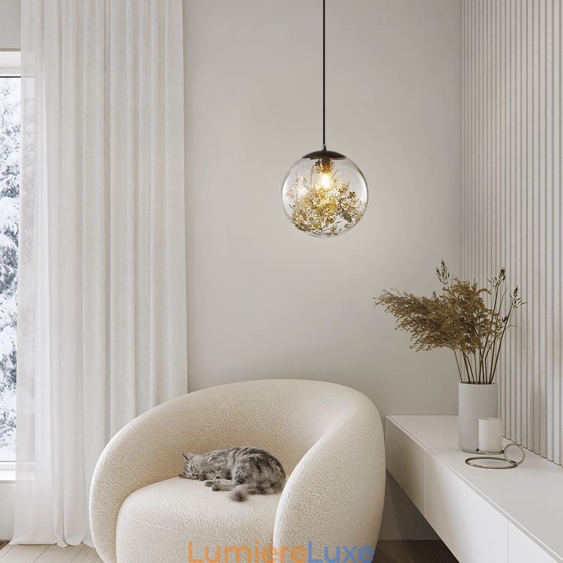 Suspension boule de verre feuilles éclairage de Noël suspendu