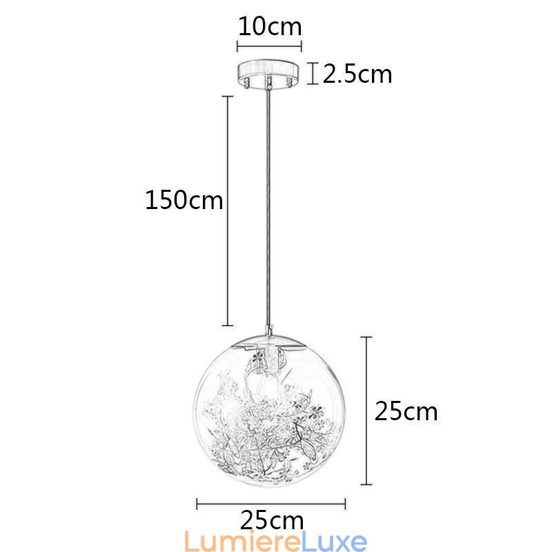 Suspension boule de verre feuilles éclairage de Noël suspendu