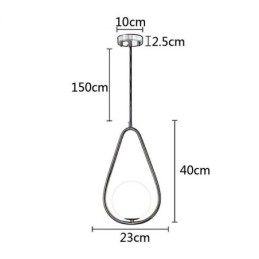 Lampe suspendue moderne en forme de globe et de goutte d'eau en verre