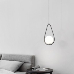 Lampe suspendue moderne en forme de globe et de goutte d'eau en verre